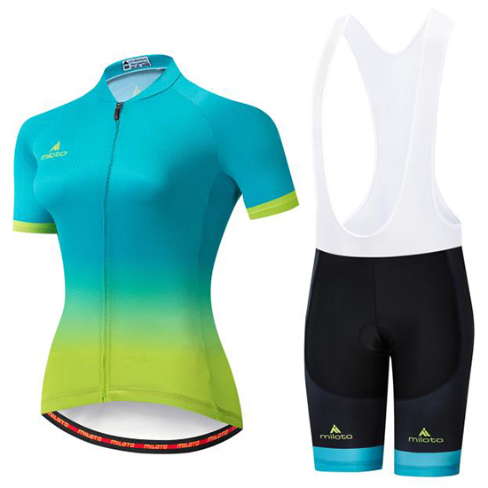 2019 Maillot Mujer Miloto Tirantes Mangas Cortas Azul Verde